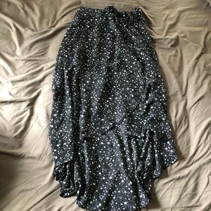 Crossover midi slit black with white stars skirt